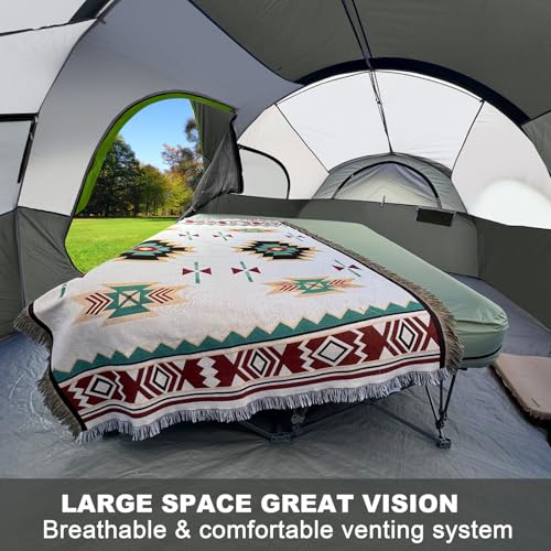 Image of CAMPROS CP Tent 8 Person Camping Tents, Weather Resistant Family Tent, 5 Large Mesh Windows, Double Layer, Divided Curtain for Separated Room, Portable with Carry Bag