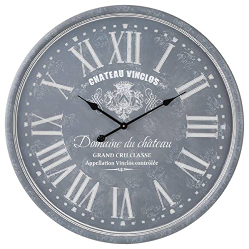 Horloge gravée Grise D78 cm - Atmosphera créateur d'intérieur