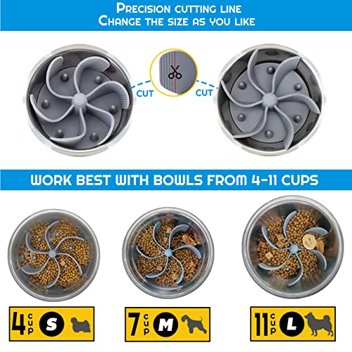 Slow Feeder Hundenapf Einfügung,Anti Schling Napf Hundenapf Anti-Choke Große Hundenäpfe Kieselgel Slow Feeder Bowl für Hunde Fressnäpfe für Hunde Zubehör,Entlastet die Verdauung,Überessen (grau)