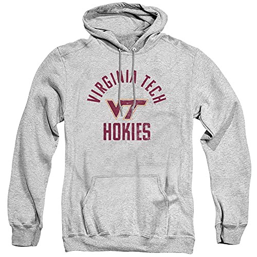Virginia Tech Official Hokies Logo Unisex Adult Pull-Over Hoodie,Athletic Heather, Medium