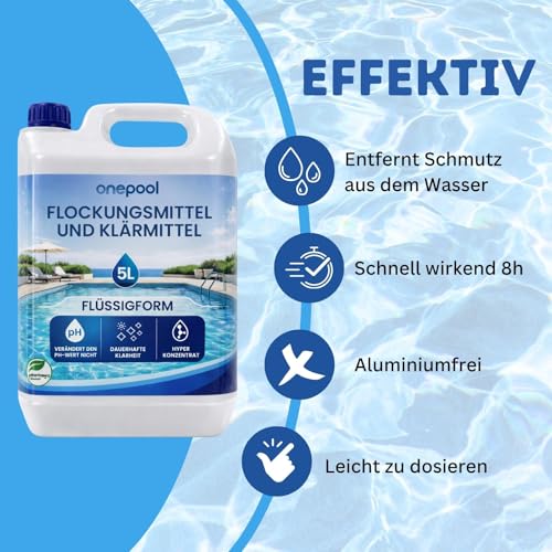 PLANTAWA Flockungsmittel Pool 5L | flockungsmittel Pool für kristallklares Wasser | Hochkonzentriert und Ergiebig | Für Alle Filtersysteme Geeignet | Ohne Schädliche Zusätze