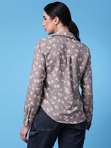 Image of OOMPH! Women's Cotton Regular Fit Floral Button Down Shirt