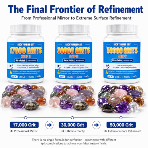 Image of 50000 Grit Aluminum Oxide Rock Tumbler Polish, Step 7 Ultimate Finish | Maximum Refinement for Rocks, Gems, Glass & Jewelry Making, Ultra-Fine Powder, 1 LB Refill, For All Major Tumblers