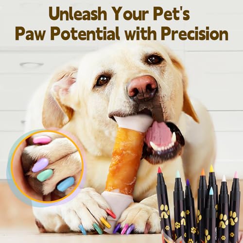 Pruuok Dog Nail Polish, 8 Colors Pet Nail Polish Pen Set, Quick Dry Puppy Nail Polish, Water-Based DIY Beautiful Nail Polish for Dogs Cats, Easy to Remove Pet Beauty Accessories Ideal Gifts