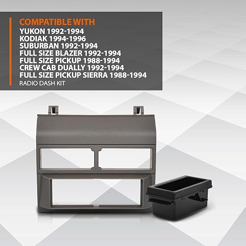 Miniatura 2 de CROSSDESIGN Kit de tapa para salpicadero de radio, bisel de bolsillo con adaptador de arnés de cableado compatible con Chevy Blazer SuburbanGMC