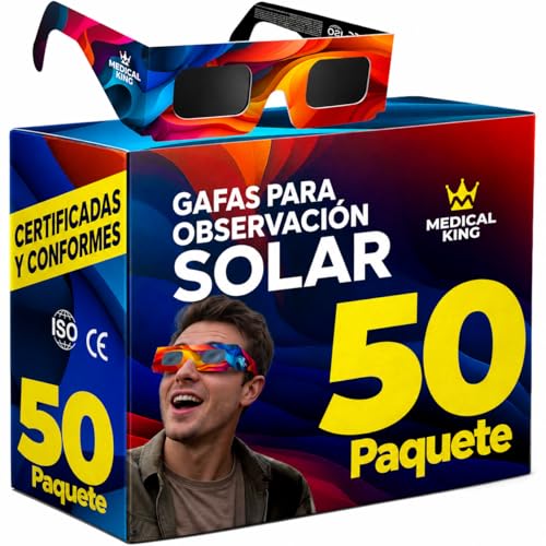Medical king 50 Gafas Eclipse Solar Homologadas Aprobados según la norma ISO, con certificación CE: Gafas para ver… — oferta en Amazon