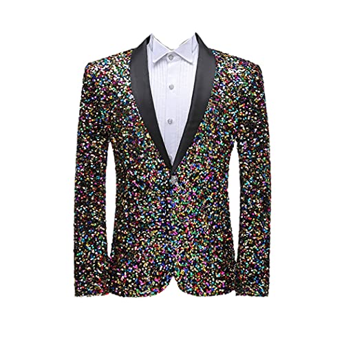 Blazer de smoking homme veste paillettes colorées col châle XL