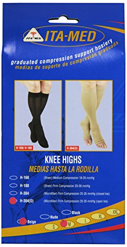 Image of ITA-MED I H-304(O)(2) M B Microfiber Knee Highs, Beige, Medium