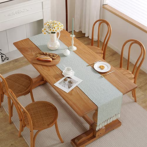 Comfeeling Coastal Table Runner Sky Blue, 13×60 Inch Rustic Farmhouse Table Runners For Nautical Dining Coffee Table Dresser Runner #TOP6