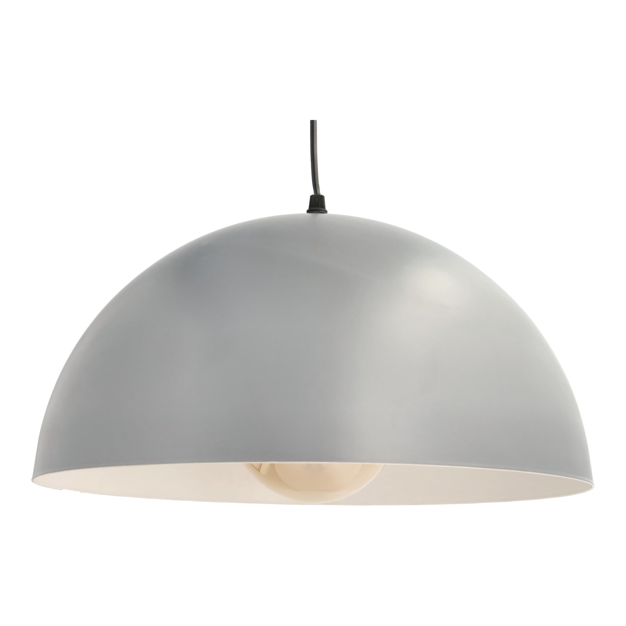 Jandei - Metalowa lampa wisząca, matowa, rozmiar 40 cm, nowoczesny minimalistyczny design, klosz kopułowy, uchwyt lampy E27, idealny do kuchni, jadalni, salonu, sypialni (szary)