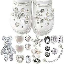 Macetas Colgantes Facil OUTIWCEL - Lote de 19 abalorios en forma de Croc Bling-bling para zapatos, decoración de zapatos de bricolaje, para mujeres, encantos de zapatos, 19 colgantes, Taille universelle