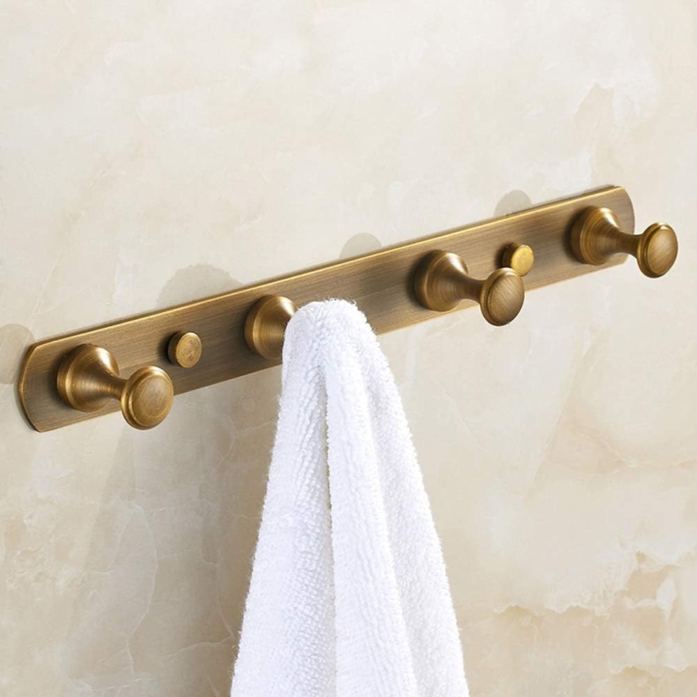 asdchZen Towel Hook, European And American Retro Towel Rack, Coated Brushed Brass Hook, Wall-Mounted Coat Hook, Suitable For Bathroom And Kitchen-One Color-Six Hooks,One Color-Four hooks
