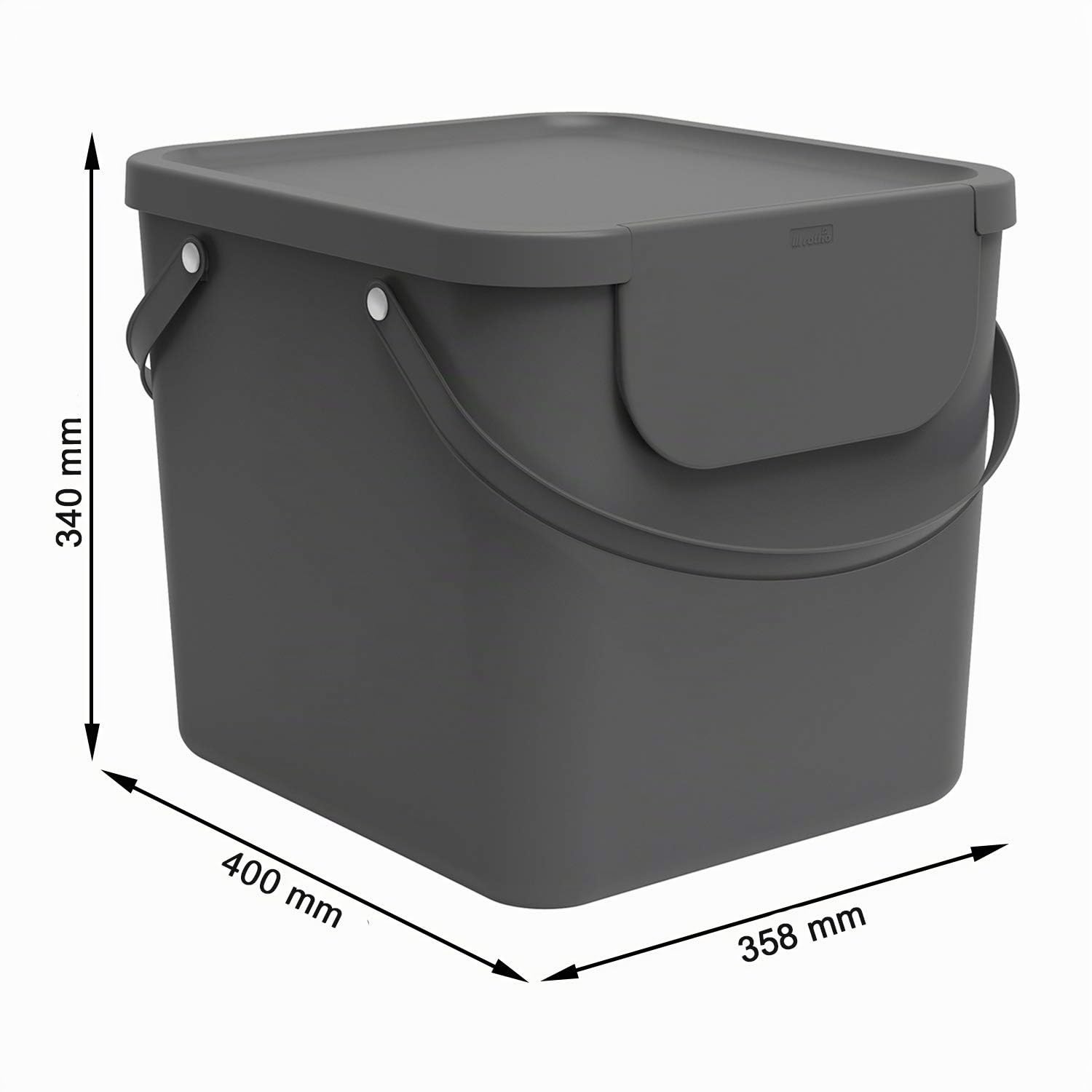 Rotho Albula Set di 2 Sistemi di Separazione dei Rifiuti per la Cucina, Plastica (PP) senza BPA, Grigio (Antracite)/Blu, 2 x 40 L, 40.0 x 35.8 x 34.0 cm
