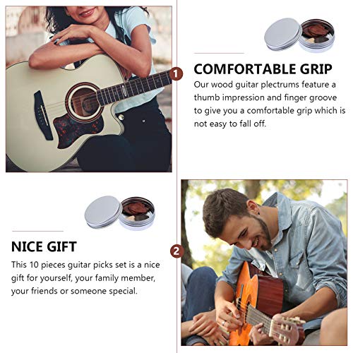EXCEART 10Pcs Picaretas Da Guitarra Plectrums Com Caixa De Armazenamento de Madeira Coletor para Acú