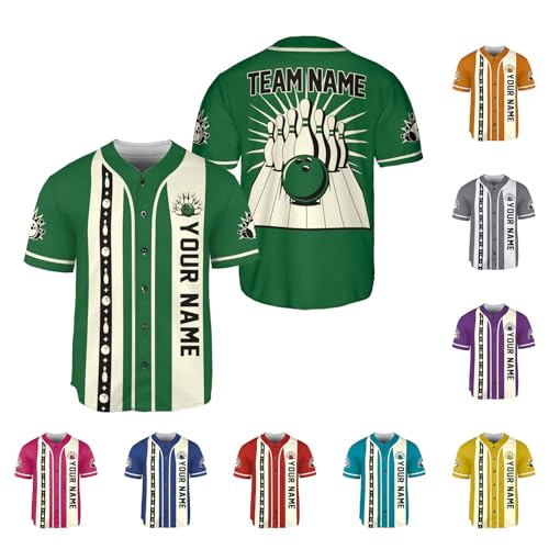 LigtHuy Personalized Bowling Baseball Jersey, Custom Name & Team Bowling Shirt, Uniform for Bowling Team, Bowling Lover (US, Alpha, Small, 5X-Large, Regular, Regular, Multi 21)