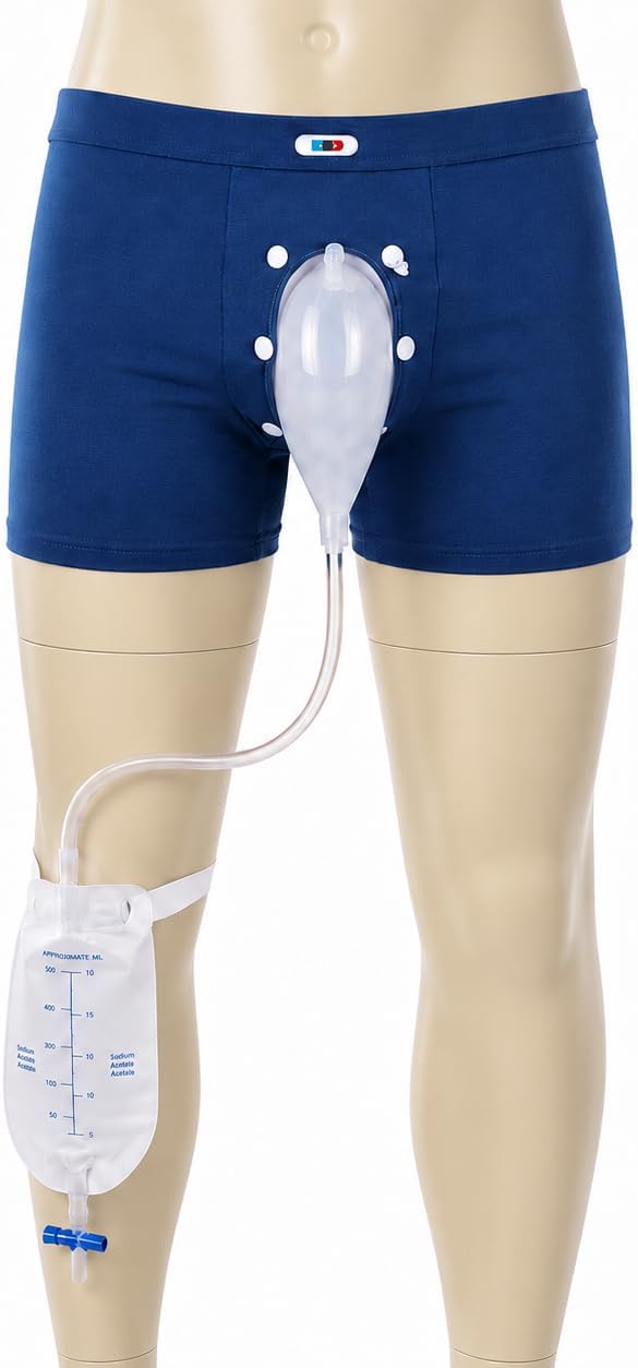 Urine Leg Bag for Men Male External Catheter with 2 500mL Silicone Urine Bag