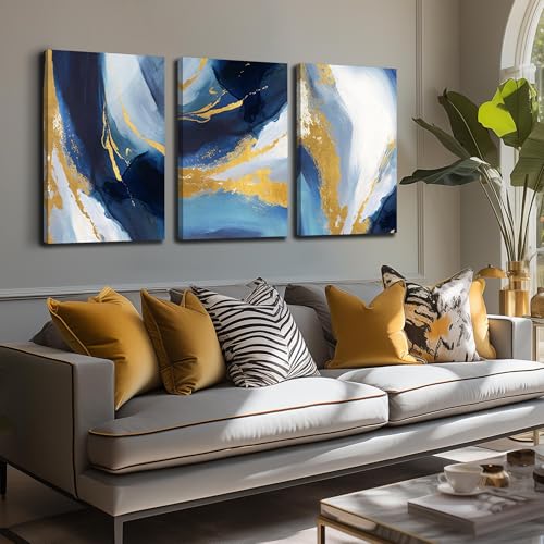 DNIEOTU Abstract Canvas Wall Art for Living Room, Blue and