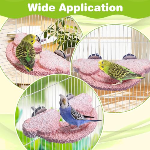 Image of PINVNBY 3PCS Bird Beak Grinding Stone Resin Bird Perch Stand Grinding Claw Clouds Birds Cage Perch Parrot Climbing Chewing Toys Parakeet Cage Accessories for Budgies Cockatiels Conures(Pink)
