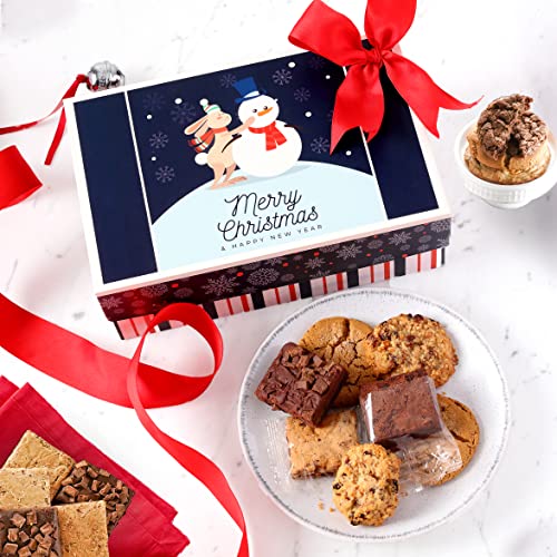 Merry Christmas Cookies Gift Basket Filled with Fresh Baked Cookies &amp; Brownies Perfect for the Holidays as Family, Corporate, Business or Thank you Gifts