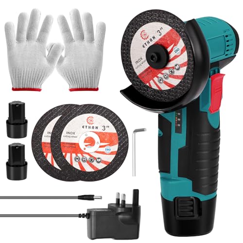 Mini Angle Grinder, Cordless Angle Grinder with Batteries and Polishing Sheet, Professional Electric Polishing Machine, Hand Grinder Power Tool for Cutting, Grinding and Polishing
