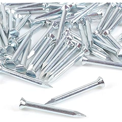 Pack of 25 Flat Head Masonry Nails - 2.5mm x 25mm Rust Resistant Silver Zinc Finish Cover
