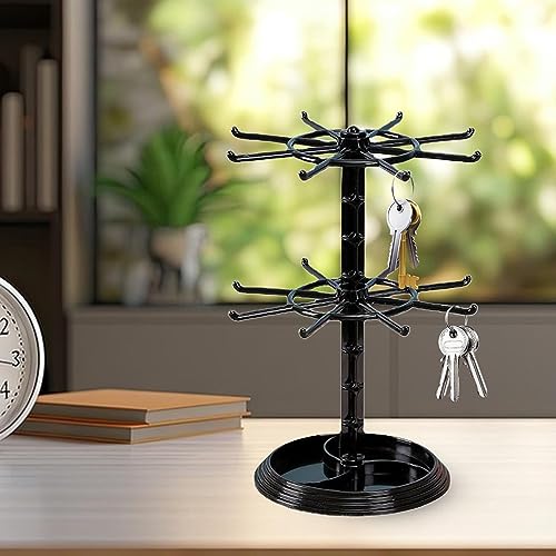 woyufen Présentoir Porte-clés,Support Collier Rotatif à 2 Niveaux pour Collection personnelle | Organisateur Rack Stand pour Bracelet, Bague, Bijou, Boucles d'oreilles, Pendentif – vue 7