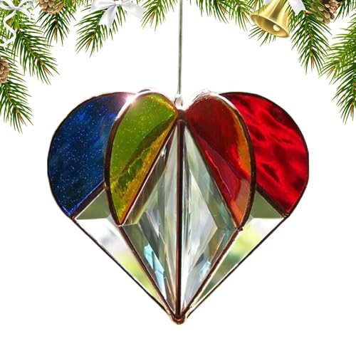 DMAIS Corazón Atrapador de Sol para Ventana, corazón Atrapador de Sol para Ventana Interior, Fibra de Vidrio, decoración de San Valentín, para salón, Dormitorio, Boda, Hecho a Mano