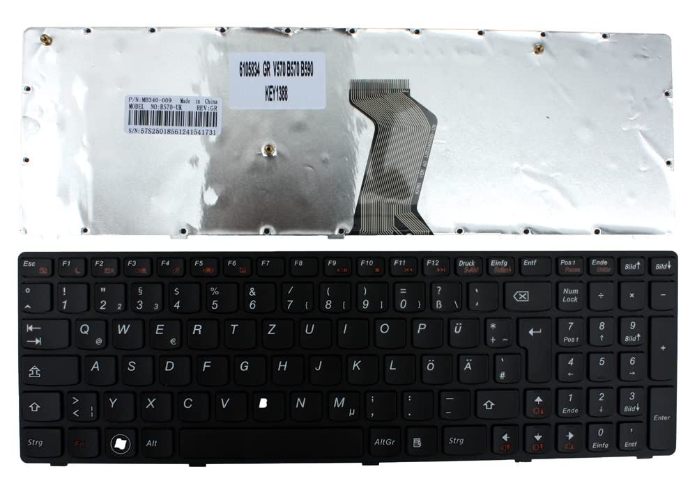 Teclado alemán para Lenovo Essential B570 con marco negro repuesto de PC 2