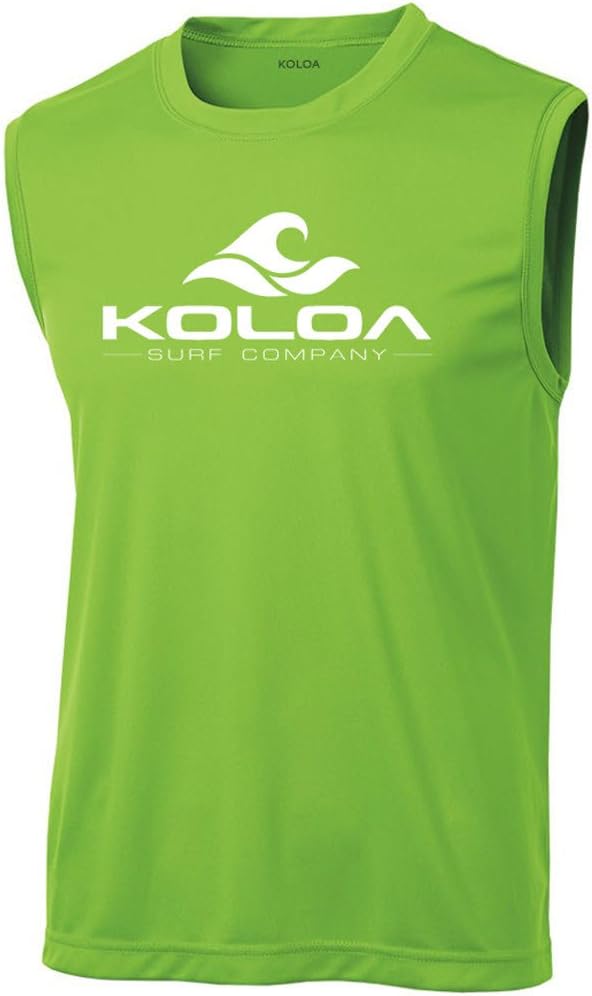 Koloa Surf Wave Logo Moisture Wicking Sleeveless T-Shirt-Lime/white-3XL