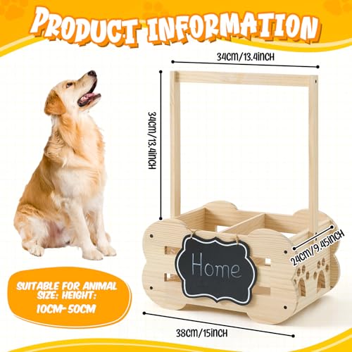 Wooden Dog Wardrobe Closet 20"x15"x9" Pet Goose Outfit Toy Storage Basket Crate with Hanging Rod Bone Shape Organizer Closet for Dog Toy Clothes Accessories with 8 Hanger 10 Clip 1 Small Blackboard - Image 3