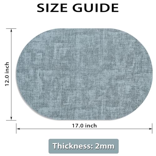 BARTHKIT Placemats for Dining Table Set of 6 Non-Slip, Heat Resistant Oval Leather Placemat Double Layer, Waterproof Table Mats Easy to Clean for Kitchen Dining Room, Light Blue