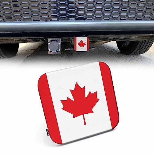 Beabes Auto Hitch Cover for Trucks Canada Flag, National Canadian Flag Sturdy Rubber Hitch Tube Covers 2" Trailer Hitch Cover Tow Receiver Tube Plug Cap for Cars Sedans
