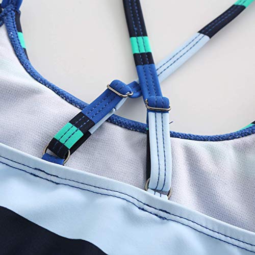 Image of Girls Two Piece Bikini Swimsuits Striped Ruffle Swimwear Falbala Bathing Suit Set