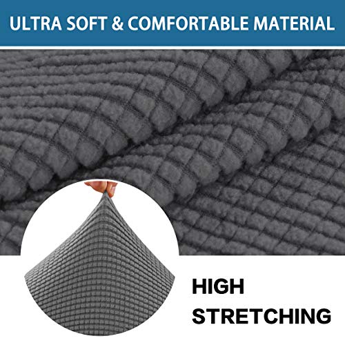 BellaHills Stretch Sofa Seat Cushion Cover Sofa Couch Cushion Furniture Protector Sofa Slipcover with Elastic Bottom Spandex Jacquard Fabric Small Checks(1 Piece, Grey) - Image 2