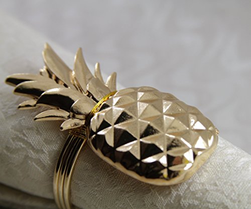 Quaeas Qn17042709 Gold Pineapple Metal Napkin Ring, Wedding Napkin Ring (White) 12Pcs #TOP2