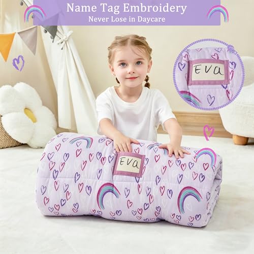 Image of Toddler Nap Mat for Preschool 50''x30'' Sleeping Mat with Removable Pillow and Minky Blanket for Kids Ages 3-7 Roll Up Soft Sleeping Bag for Boys Girls Kindergarten Daycare Sleepover