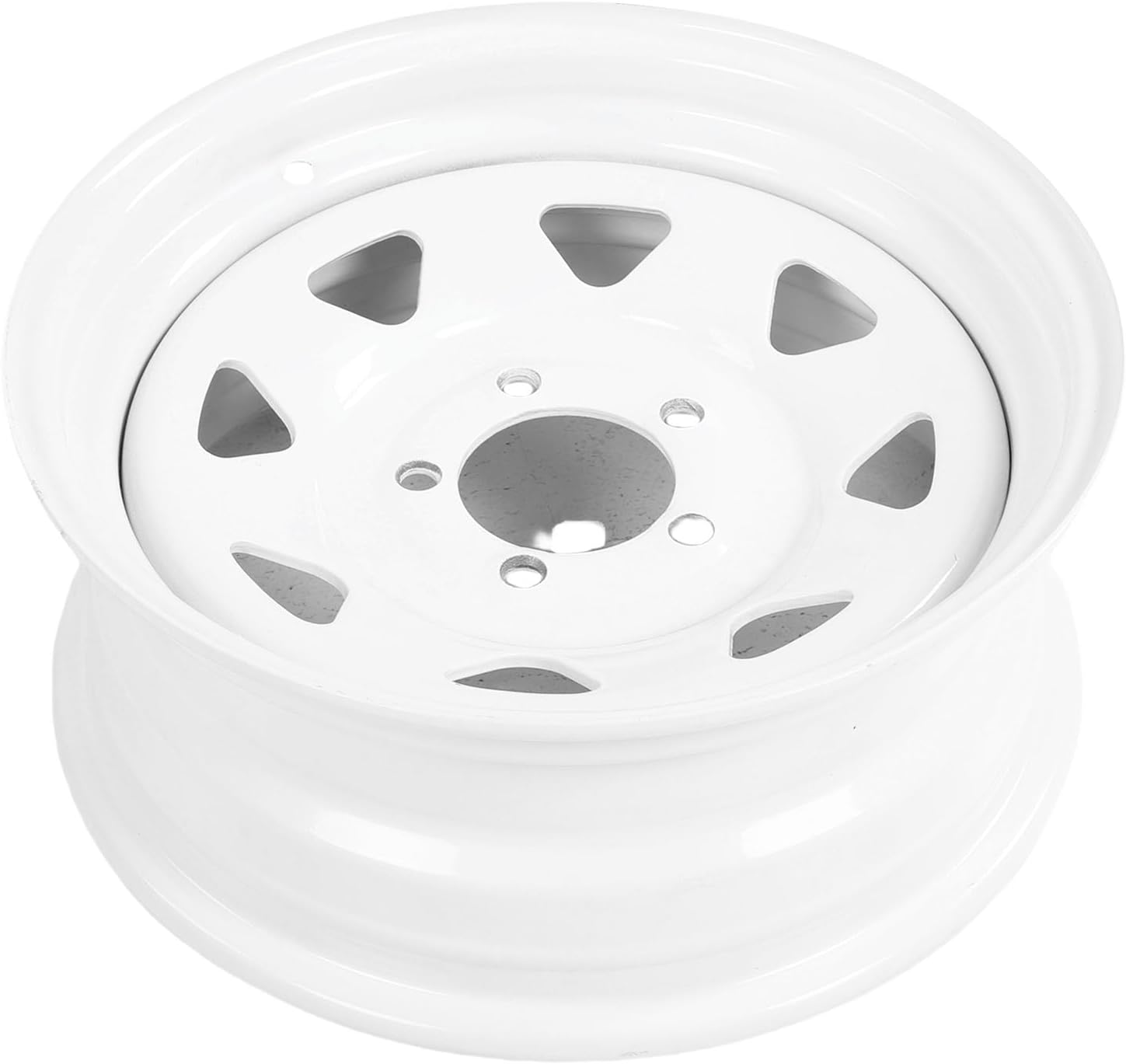 15X6 5 Lug Trailer Wheel Rim, Heavy Duty Steel White Paint 1280kg Load Capacity with 5 Holes 114mm Circle Diameter, for Cargo Boat Trailers Replacement