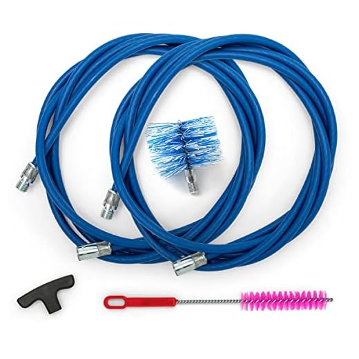 BARETTO Kit de Limpieza de Estufas de Pellets, Kit Deshollinador Estufa Pellets con Extensión de 6 Metros con Curva de 90°, 1 Cepillo Estándar de Nylon 80 mm (6 M)