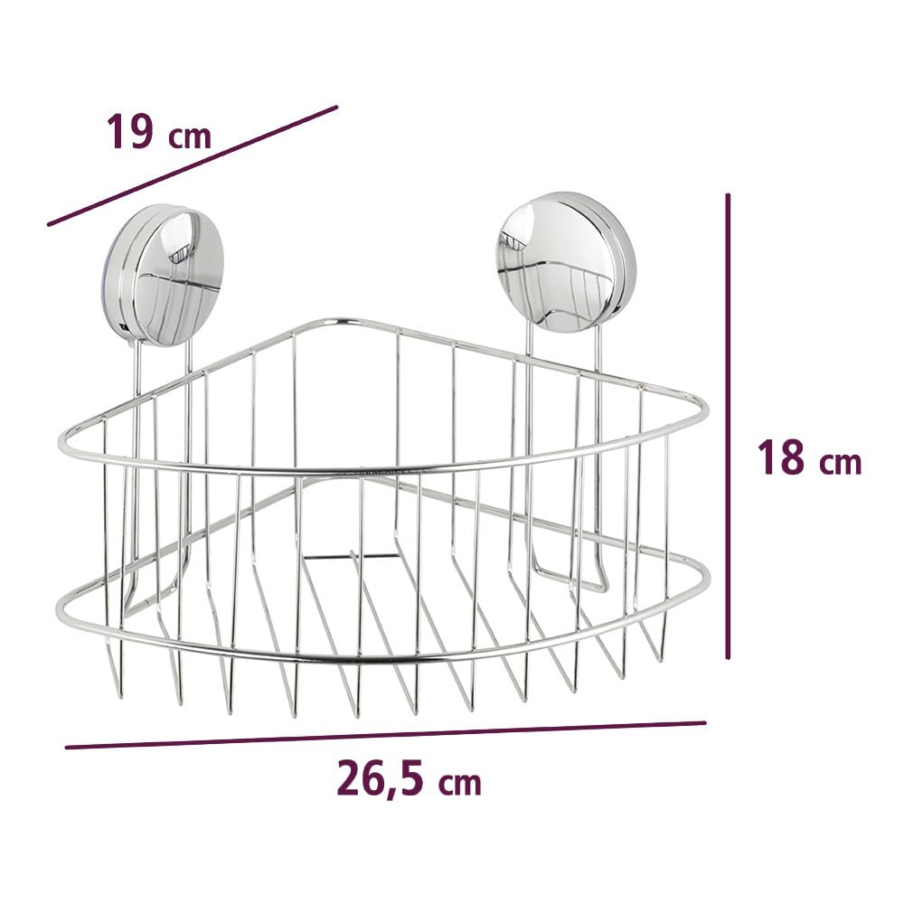 WENKO Static-Loc® Plus duża półka ścienna Osimo, mocowanie bez wiercenia, bezpieczne trzymanie dzięki statycznej przyczepności na gładkich, nieprzepuszczających powietrza powierzchniach, 24 x 16,5 x