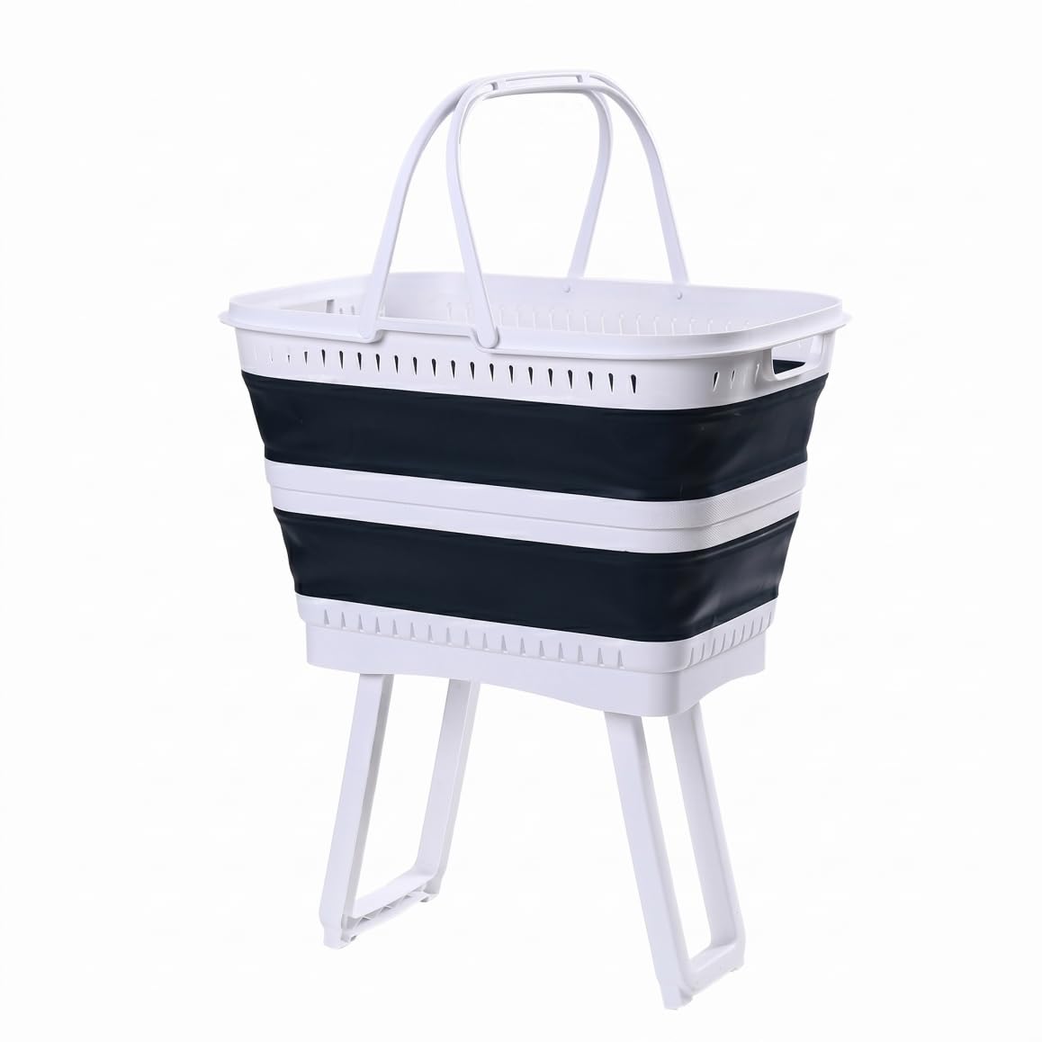 Cesto portabiancheria pieghevole in plastica con gambe Cesto pieghevole di capacità da 26 litri con manici per bagno, camera da letto, cucina, sala giochi, dormitorio.