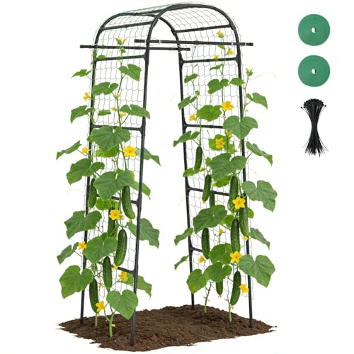 Suteck Garden Arch Cucumber Trellis – 85' Metal Garden Trellis Arch...