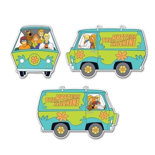Image of Elektroplate Officially Licensed Scooby Doo Mystery Machine Trio Dynamic Decals | Premium Auto-Grade All Weather Vinyl Sticker for Car, Water Bottle, Laptop, Cooler, Phone | Made in USA | Set of 3