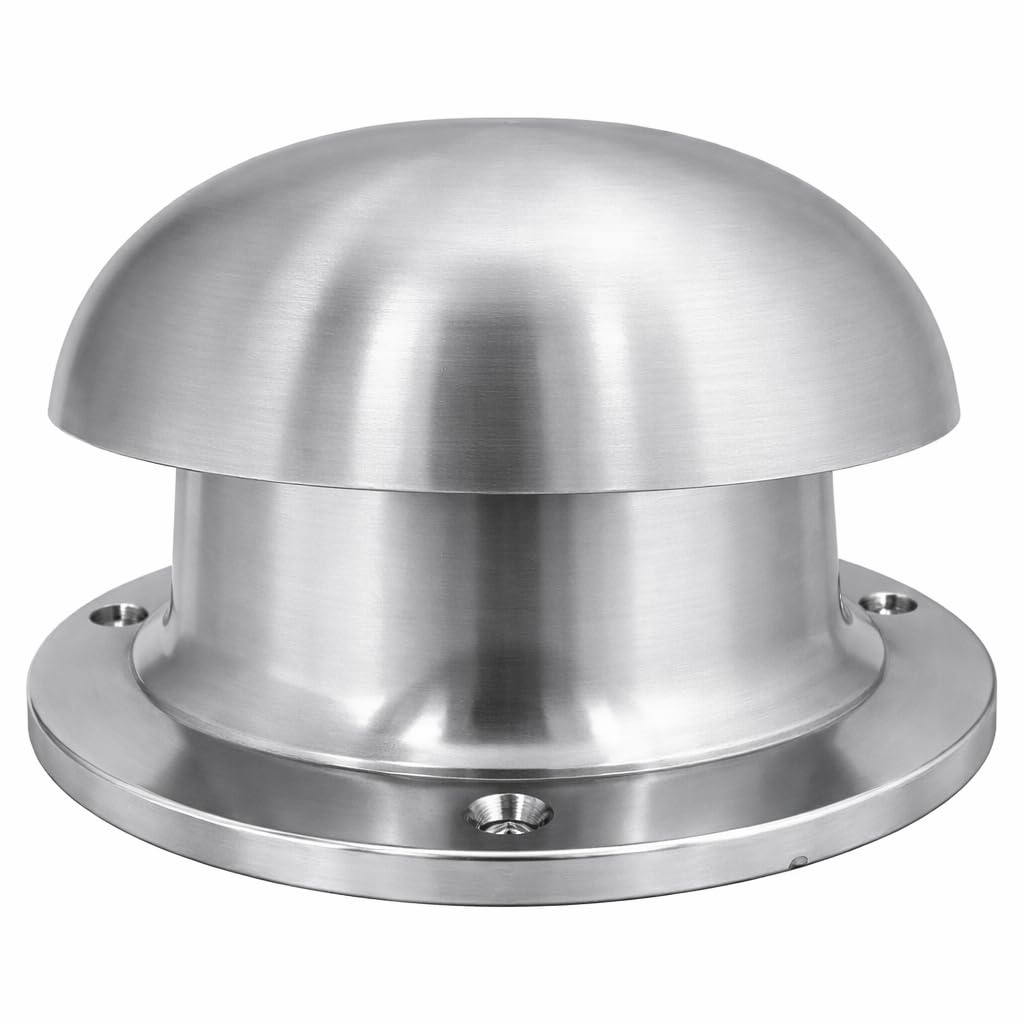 6" Aluminium Mushroom Vent – Marine/Narrowboat Roof Ventilator – Polished Aluminium, 4" Vented Area, Paintable, 4 Countersunk Fixing Holes – Boat, Canal Boat, Cabin Roof Air Vent