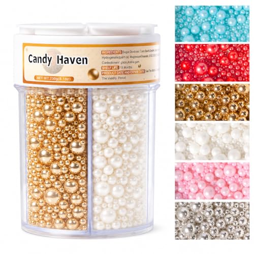 Image of Sprinkles for Cake Decorating Edible Sugar Confetti 10.8oz, Nonpareils & Sugar Pearls - Six Pearl Sprinkles Mix Cake Decorations, Cookies, Cupcakes, Dessert Toppings (Spring Pastel Colors)
