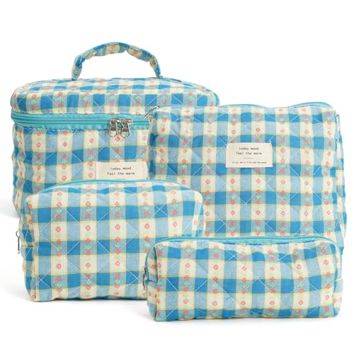Bolso de Mujer pequeño y Elegante, Bolso de Hombro de 4 Piezas, Neceser de Viaje con Flores, Maquillaje estético de algodón, Neceser Kawaii, Neceser Bonito, Neceser para Chica Limp