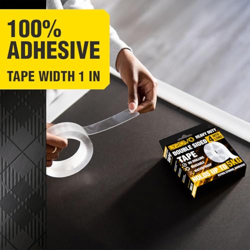 Image of Lyrovo Double Sided Tape Heavy Duty 1MM Thick 4 Meter Long, Transparent Adhesive Mounting Tape for Wall, Car Dashboard, Kitchen & Bathroom, Waterproof Reusable No Drilling Tape