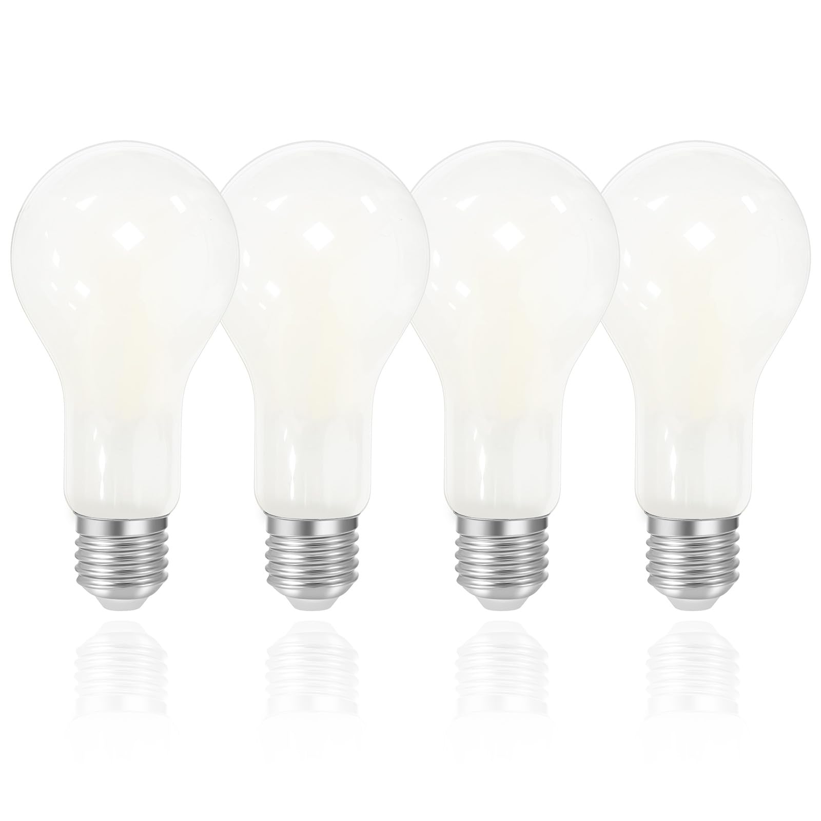 FLSNT E27 Screw Bulb 200W Equivalent, 3000LM Ultra Bright LED Daylight Bulbs, 18W A70 LED Edison Screw Bulb, 5000K Daylight, Frosted Glass, Non-Dimmable, Pack of 4