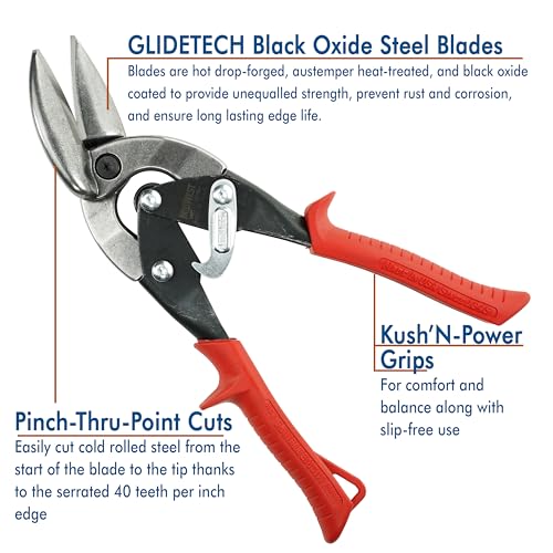 Midwest Blackout Series Aviation Snip Set - Left and Right Cut Regular Tin Cutting Shears with Forged Blades & KUSH'N-Power Comfort Grips - MWT-6510CO-NP 3 Midwest Blackout Series Aviation Snip Set - Left and Right Cut Regular Tin Cutting Shears with Forged Blades & KUSH'N-Power Comfort Grips - MWT-6510CO-NP - Image 3