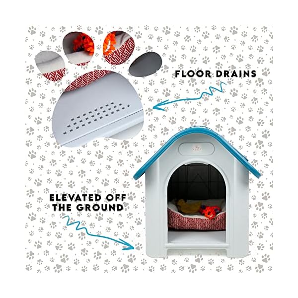 Medium-Indoor-Outdoor-Doghouse-Cozy-Shelter-with-Raised-Floor-Weatherproof-Floor-Drainage-Dog-Kennel-Temperature-Controlled-Ventilation-Slanted-Roof-Easy-No-Tool-Assembly-295x24x34 Cozy Shelter with Raised Floor