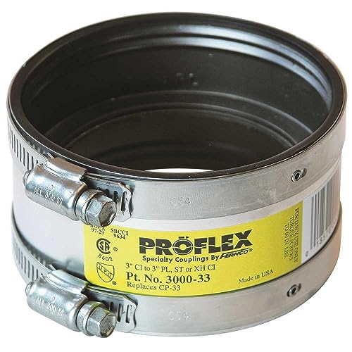 Fernco Proflex 3 x 3 in. Cast Iron x Plastic or Steel Flexible Coupling